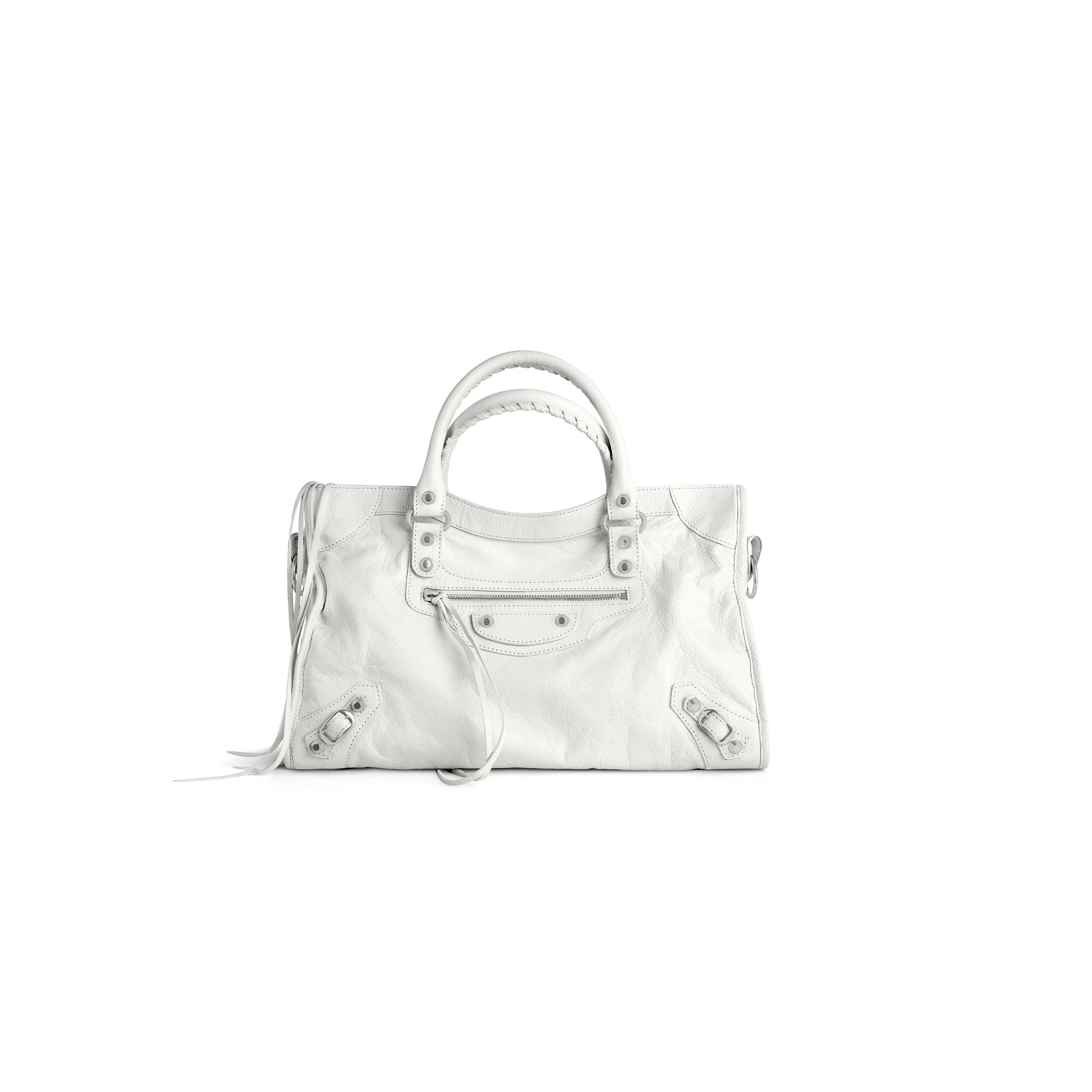 Ba*len*cia*ga le city bag medium in optic white 7977862aa9s9104 (37*23.4*14.9cm)